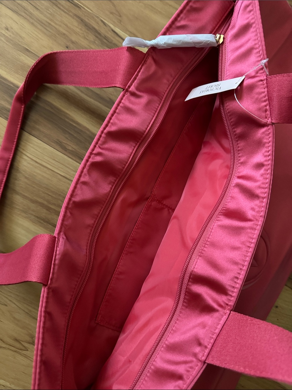 Victoria's Secret Satin Hot Pink Logo Tote - Picture 4 of 5